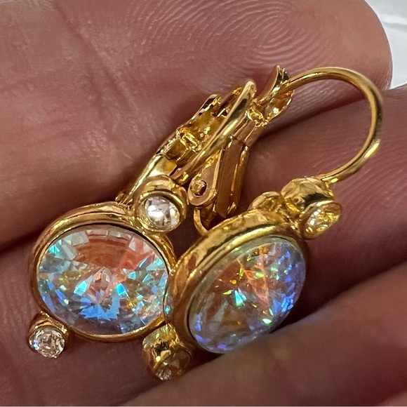 AB Crystal Earrings Made w/ Swarovski Crystal - Picture 3 of 7